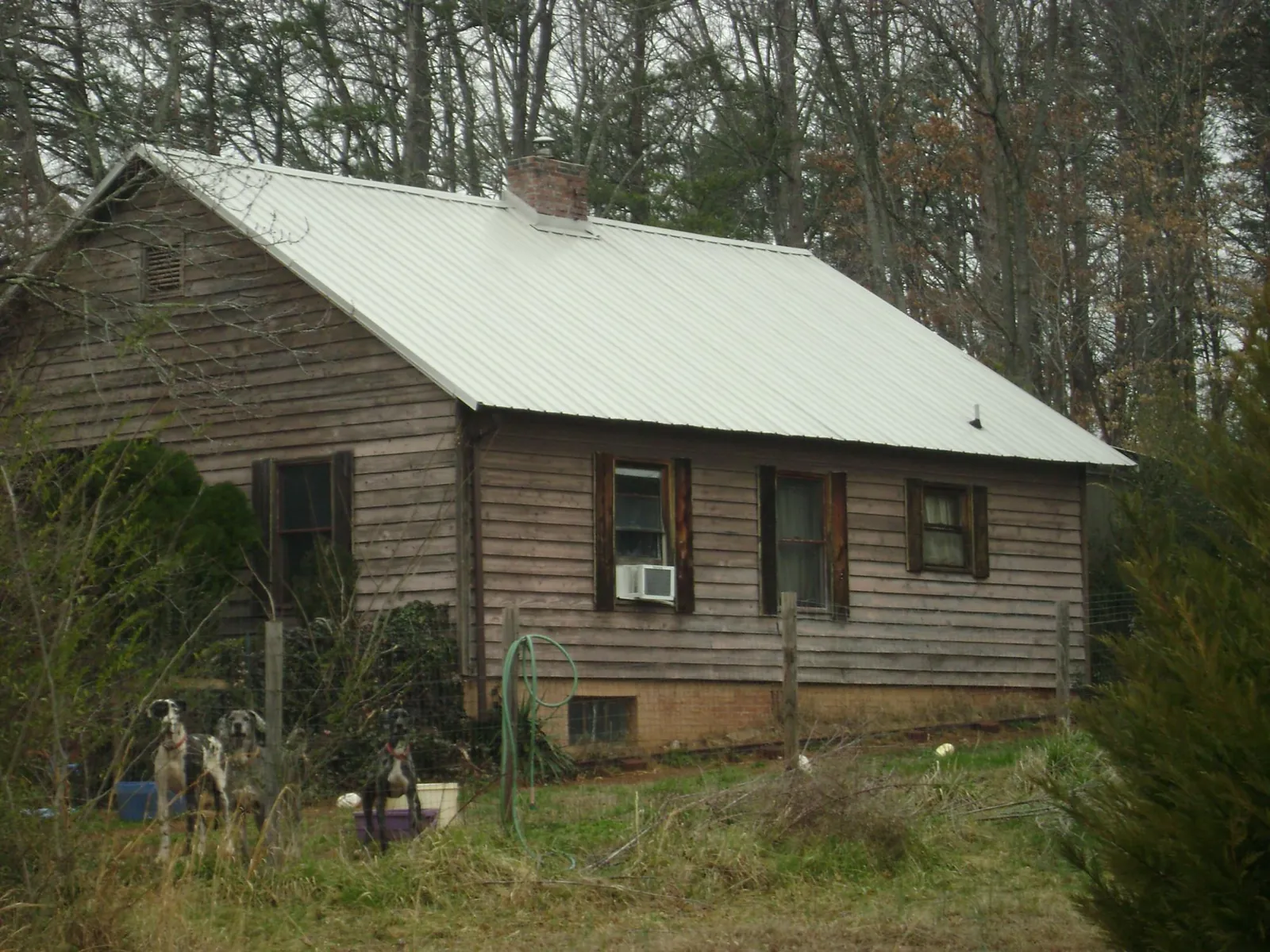 White metal roof on an old wood sided farmhouse, from a Asphalt Shingle Roof Repair job in Mascoutah
